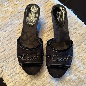 Coach Carissa Wedge Black Platform Sandals Slides Ladies 8.5-gently loved